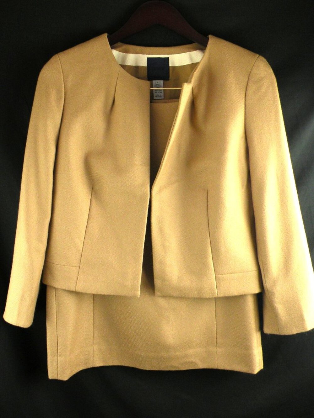 J. Crew Khaki 100% Wool skirt suit and jacket women’s size 4